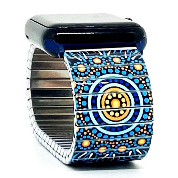 Stainless steel designer bracelet for smart watch handmade in London - Mandala Irish on fire by Urband London