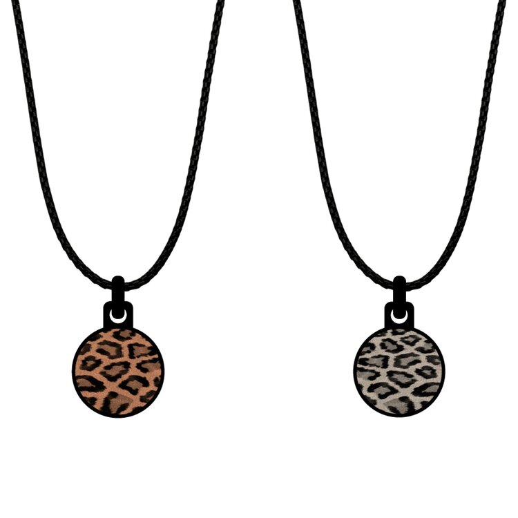 A double-sided 14mm round stainless steel pendant featuring the Spots tiger vintage copper champagne design in a metallic finish. The artwork is visible on both sides, giving the pendant a distinctive look from every angle.  by Urband London