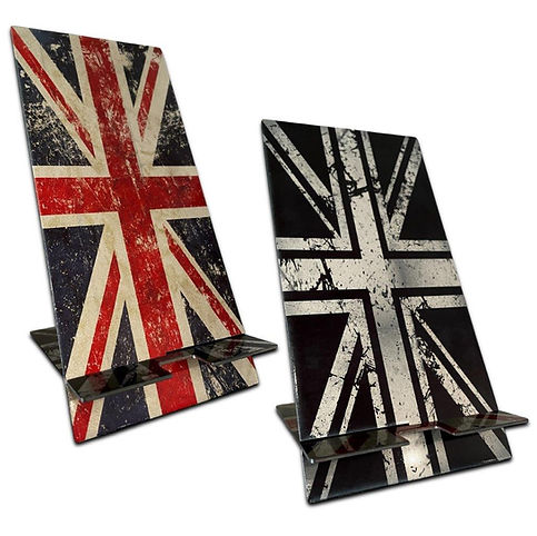 Urband London double-sided stainless steel designer smartphone stand, Union Jack Flag