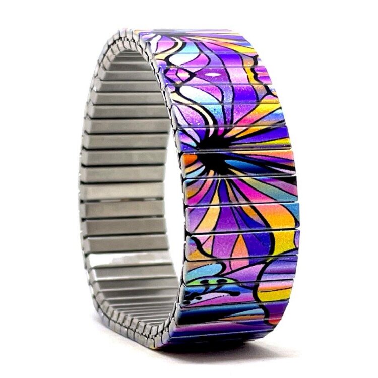 Stainless steel designer bracelet 18mm handmade in London - Hippie warm mandala by Urband London