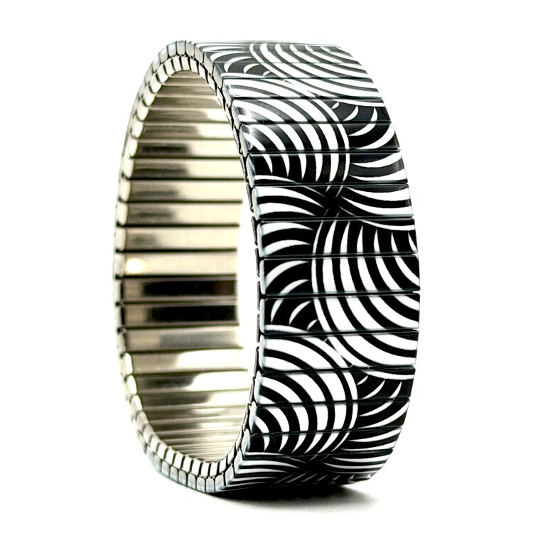 Stainless steel designer bracelet 18mm handmade in London - Circles Discs cosmos cool by Urband London