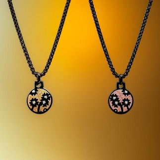 Handmade double-sided stainless steel pendants from the Cool Blossom collection