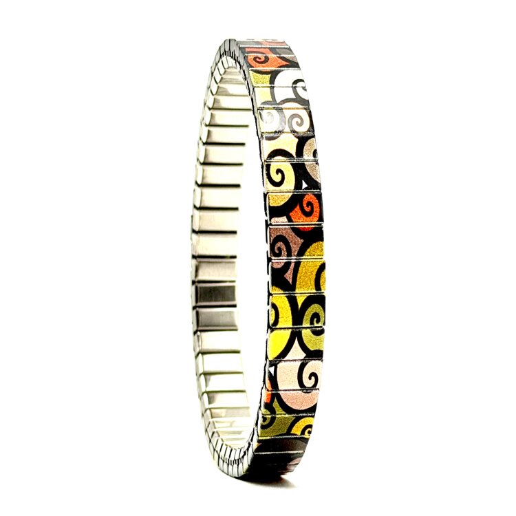 Stainless steel designer bracelet 6mm handmade in London - Circles Interwind cool earthy chic Metallic by Urband London