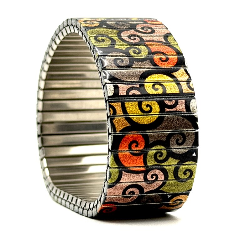 Stainless steel designer bracelet 22mm handmade in London - Circles Interwind cool earthy chic Metallic by Urband London
