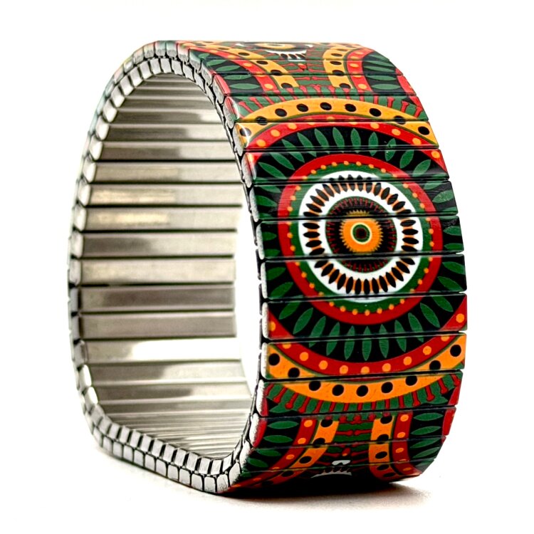 Stainless steel designer bracelet 22mm handmade in London - Checkers Orange Peru by Urband London
