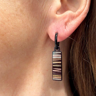 handmade double-sided stainless steel designer drop earrings from the Waves Mosaic collection