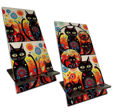 Double-sided designer smartphone stand, Art cats