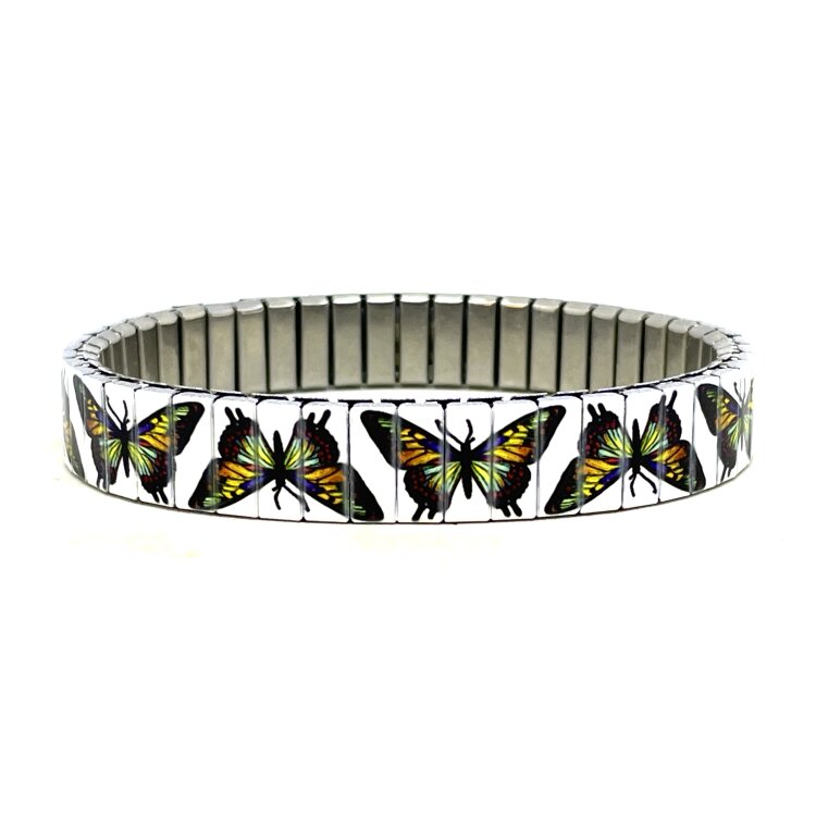 Stainless steel designer bracelet 10mm handmade in London - Cool Blossom butterflies buzz by Urband London