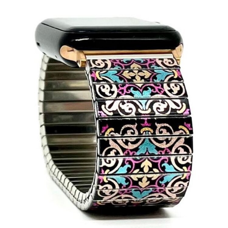 Stainless steel designer bracelet for smart watch handmade in London - Tiles portuguese rose gold Metallic by Urband London