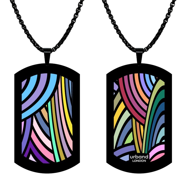 A double-sided 29mm x 50mm stainless steel pendant featuring the Mandala Irish double fantasy design in a metallic finish. The larger format gives the two-sided artwork strong visual impact from every angle. Waterproof, scratch-resistant and nickel-free, it is handmade in London and presented in a gift box. by Urband London