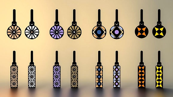 Stars Triangled stainless steel drop earrings on hoops collection