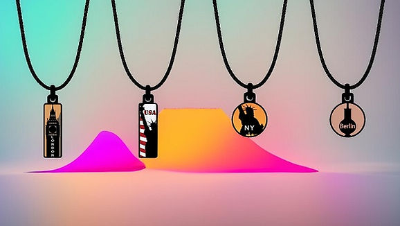 Handmade double-sided stainless steel designer small pendants made in London. The Cities collection