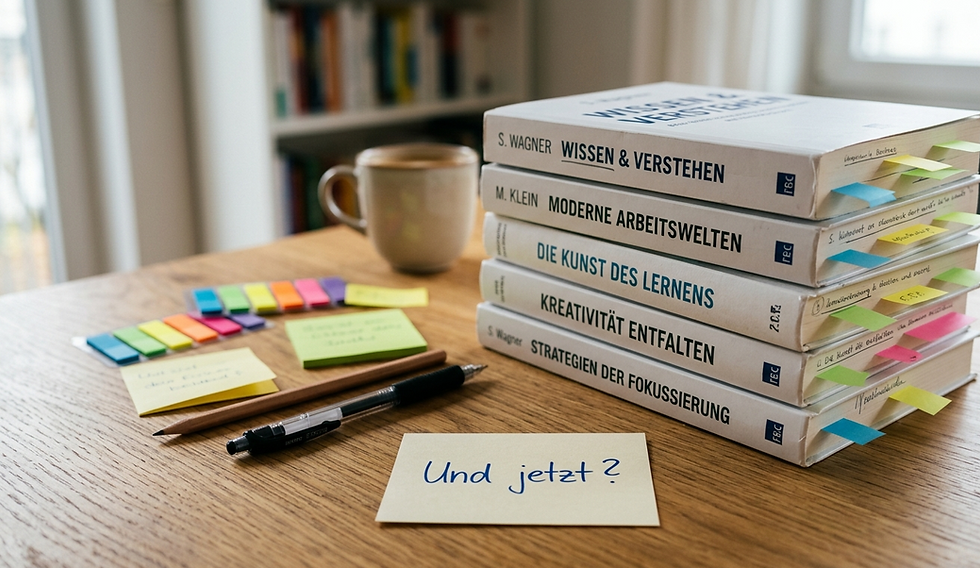 Eine Reihe Selbsthilfebücher liegt auf einem Stapel