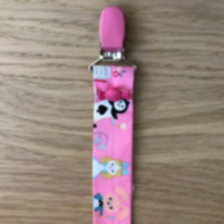 Attache tétine rose dame de pique