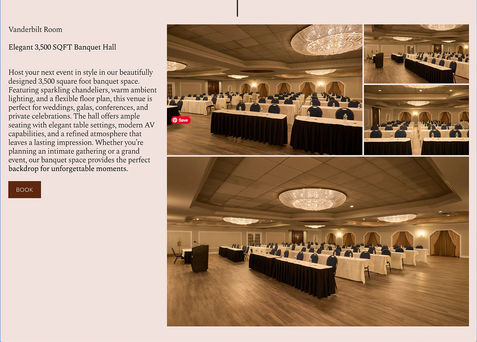screenshot of hotel website showing meeting room 