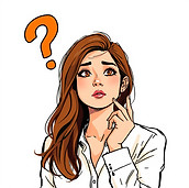 woman wondering with question mark, hint