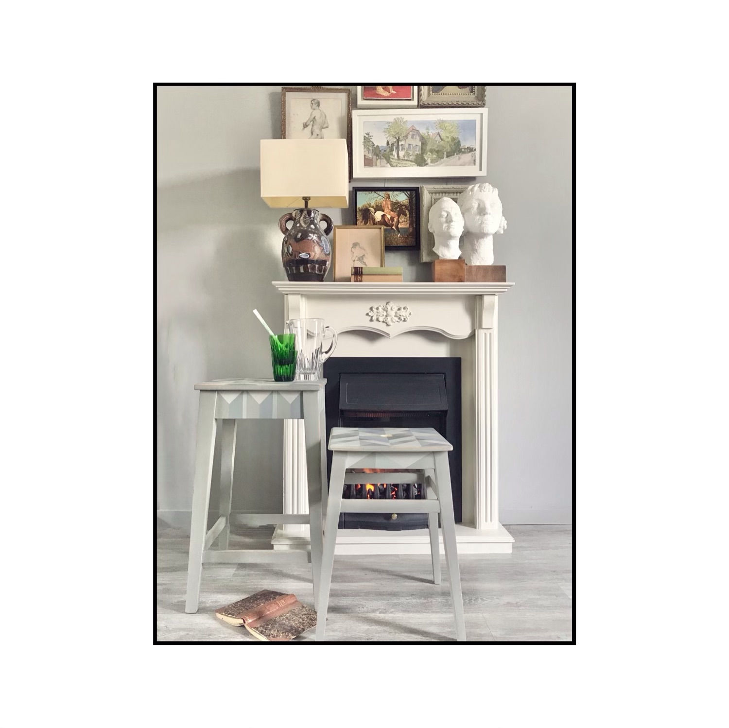 paire de tabourets vintage relookés