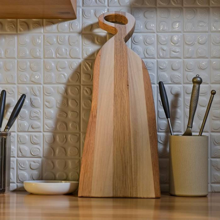 Maple and Oak Artisan Board against a kitchen wall