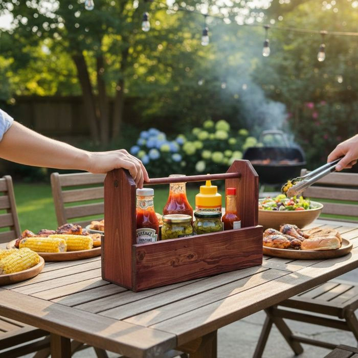 Thumbnail: Farmhouse Gathering Caddy on Patio Table