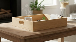 Unfinished tray on a table