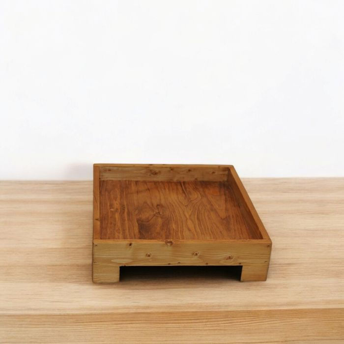 Farmhouse Square Tray with Feet on table