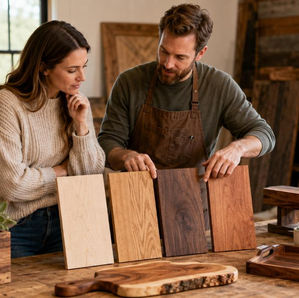 A couple choose the wood type