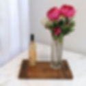 Farmhouse Flat Serving Tray With Handles with Wine and Flowers