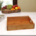 Farmhouse Pine Tray  with Cutout Handles on Table Empty