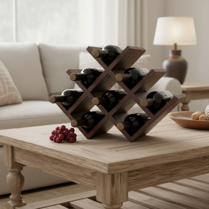 Rustic Criss Cross Wine with 8 Bottles
