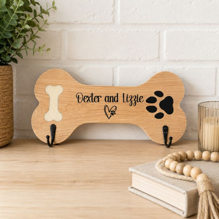 Thumbnail: Hardwood Dog Bone  Leash Holder on Table