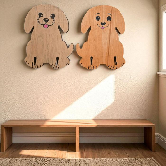 Pine Paws Wall Leash Holder - 2 on the Wall under a bench