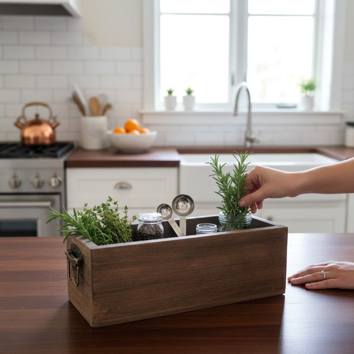 Thumbnail: Farmhouse Slatted Box with Side Handles