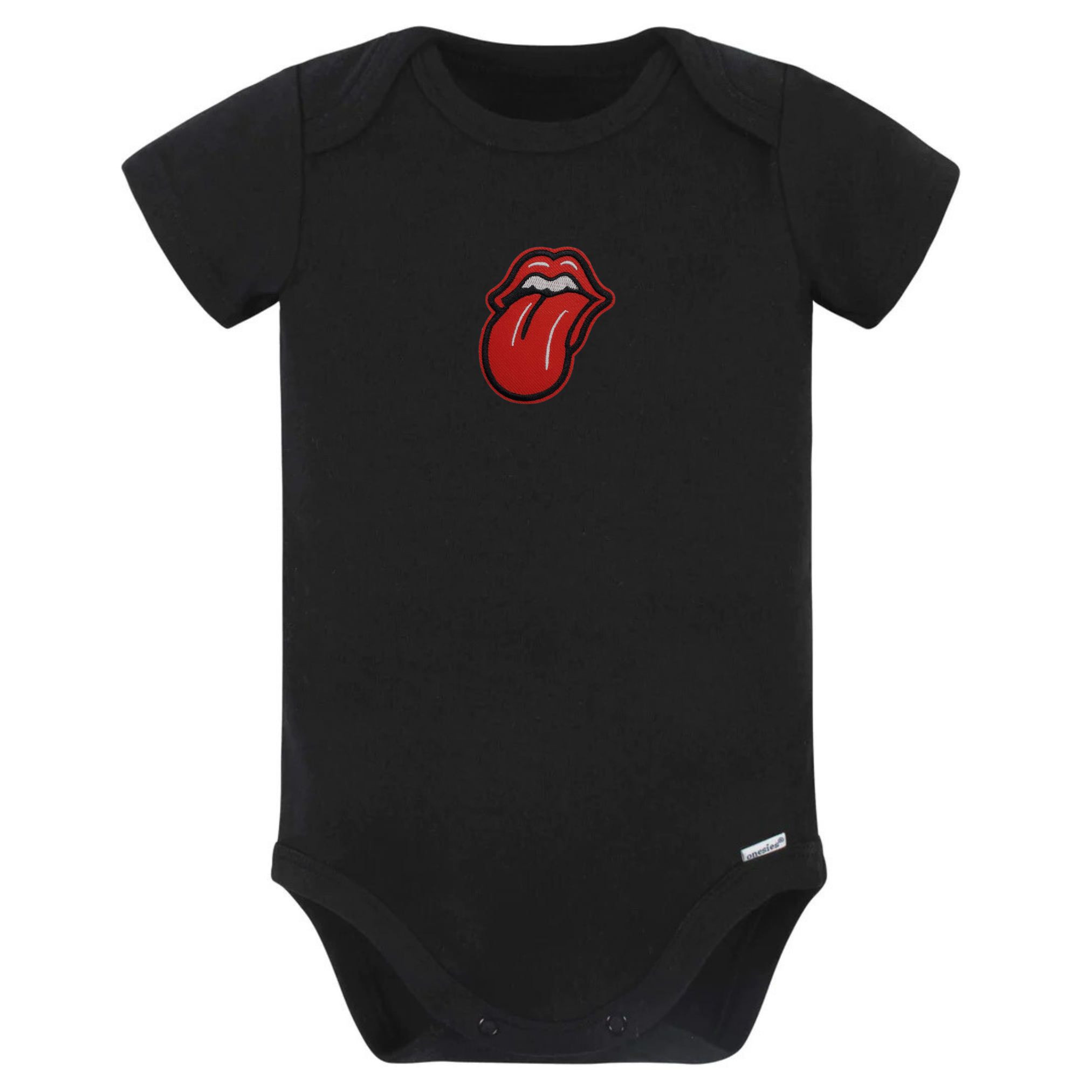 Tongue & Lips Black Short Sleeve Onesie