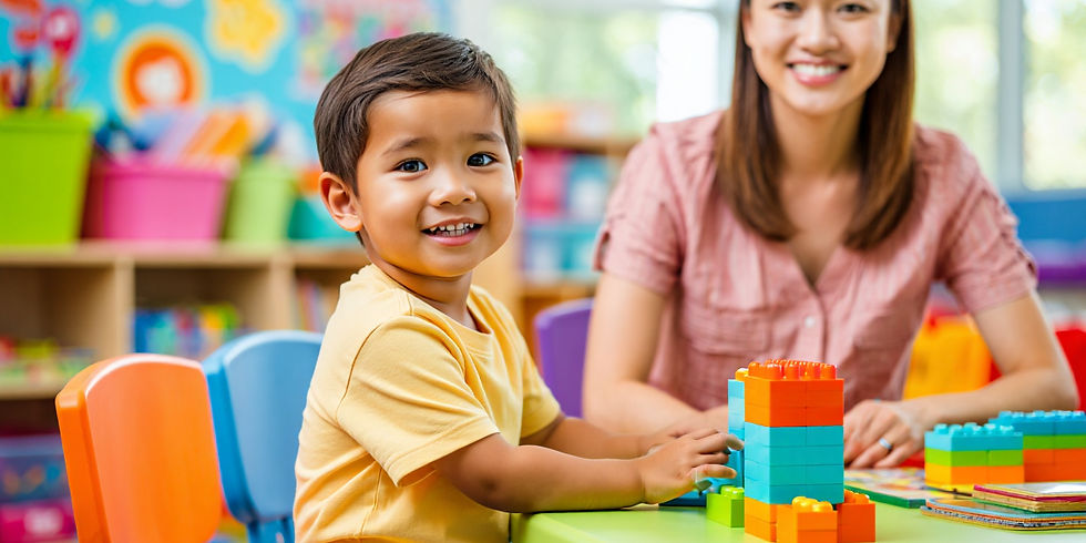 Pre school student in a lession with his tutor