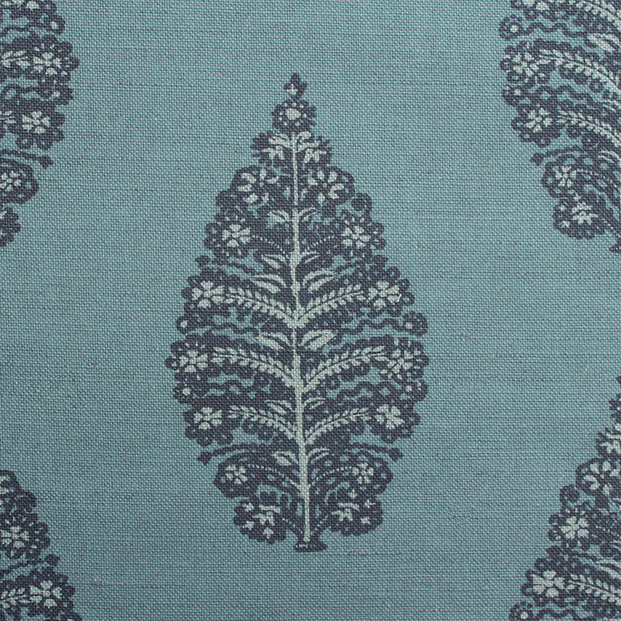 Blue Laibik Fabric Flat Swatch View Close Up