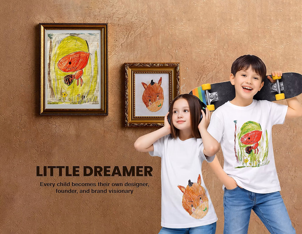 kids wearing custom t-shirts printed with their own drawings