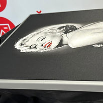High-definition black and white realistic portrait of Marilyn Monroe on a custom premium cotton shirt.