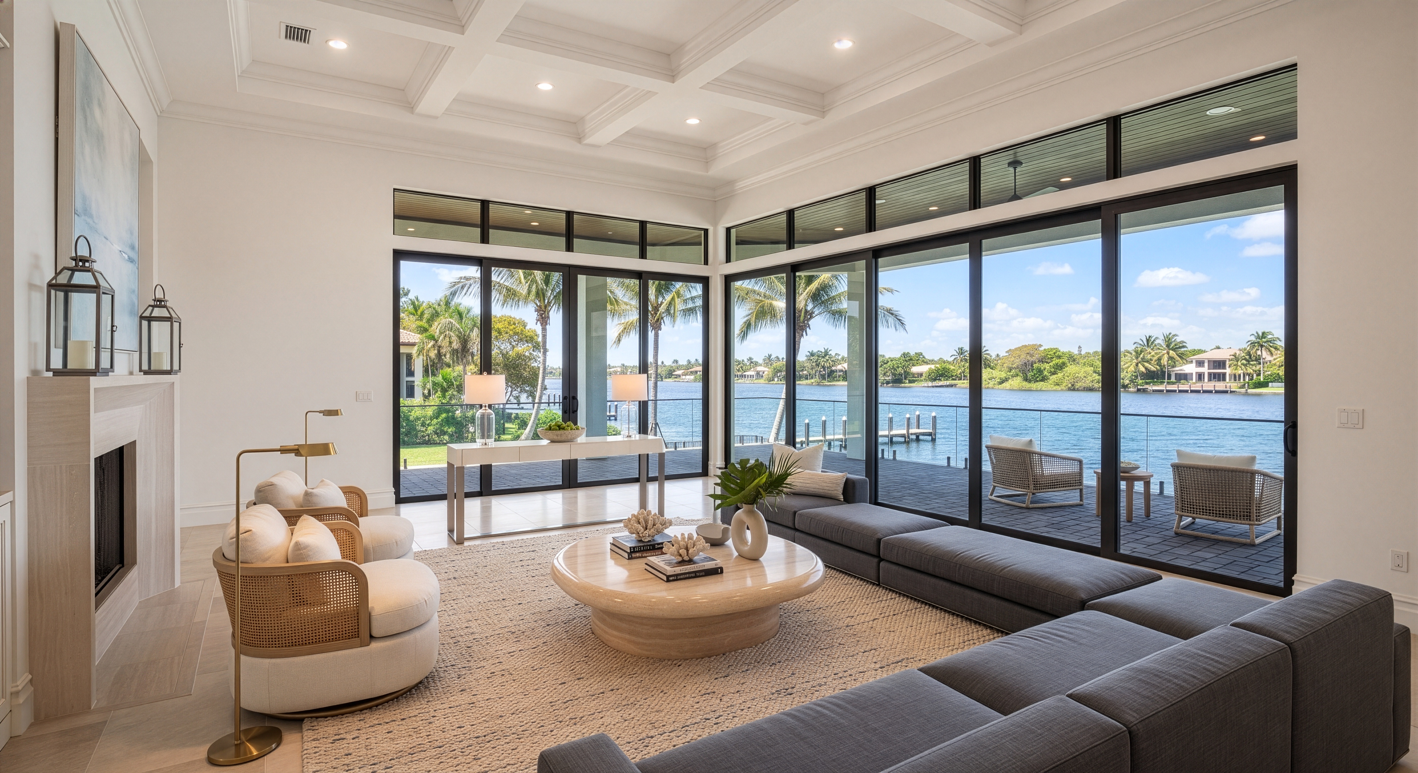 Virtually staged living room for a real estate listing