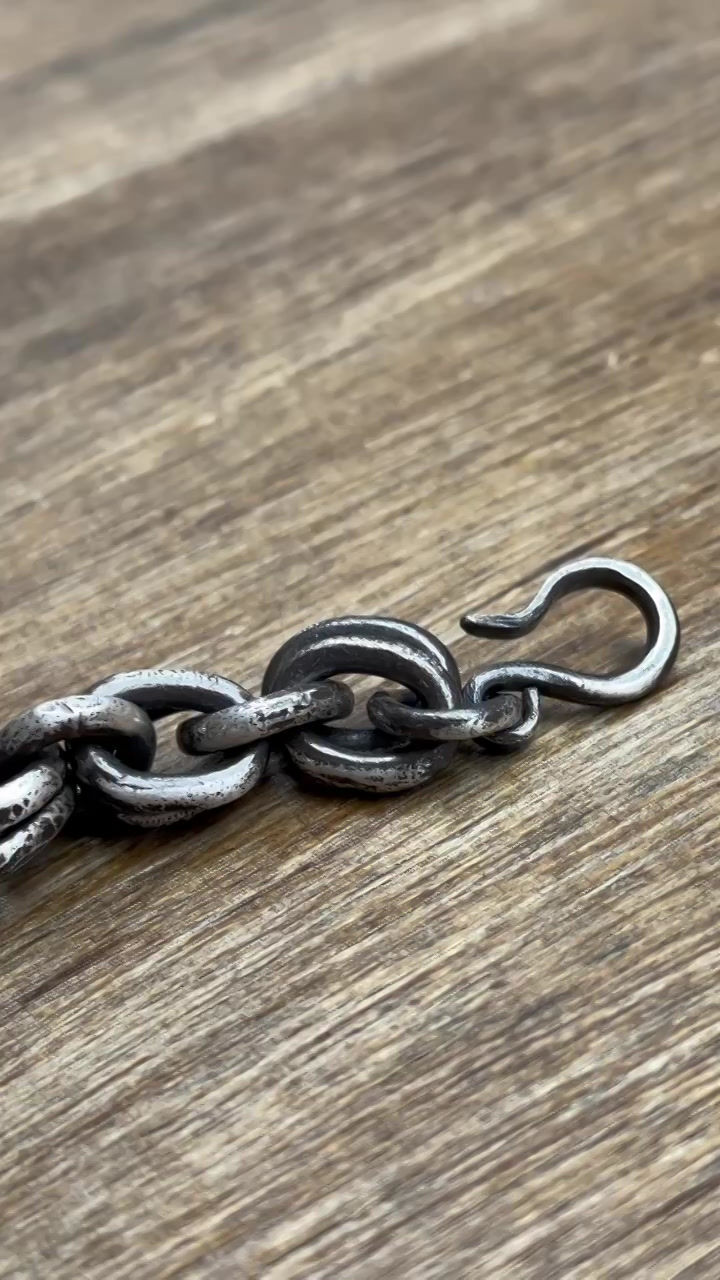 縮圖：Handmade silver bracelet with double chain link - 3mm
