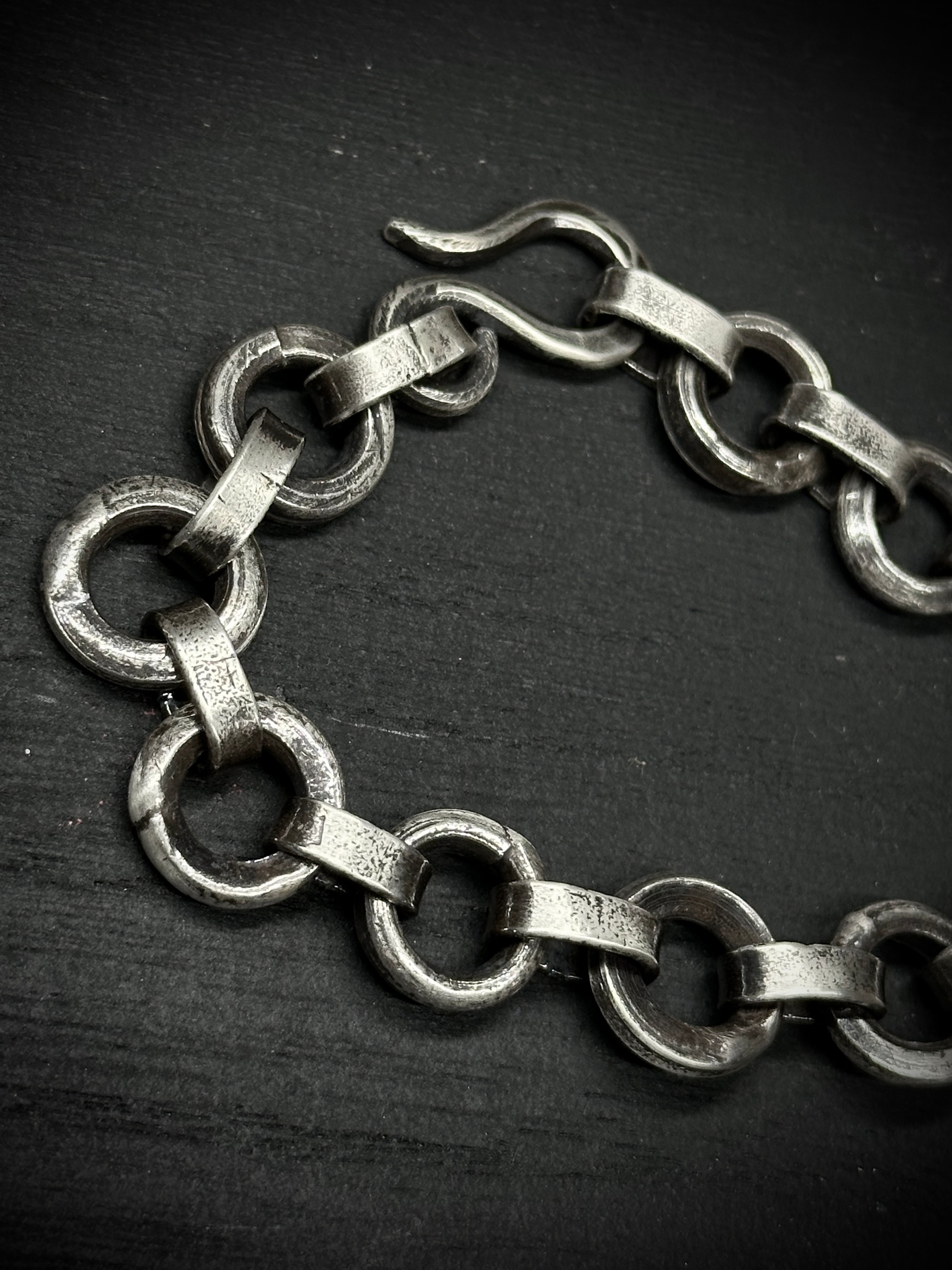 Handmade silver chain link and strap bracelet - 3mm