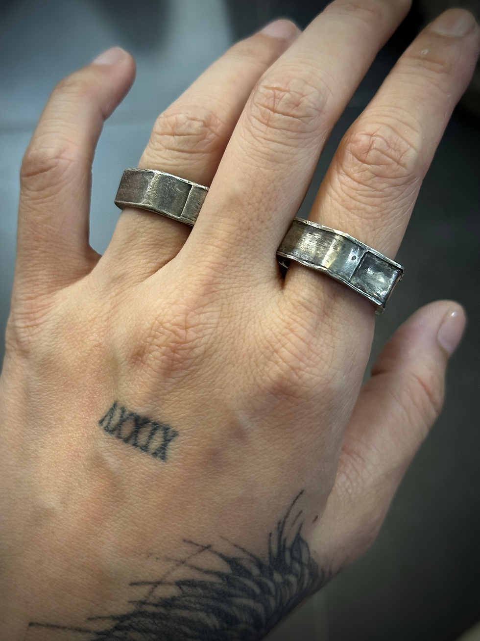 縮圖：handmade Silver hollow ring - Hexagon