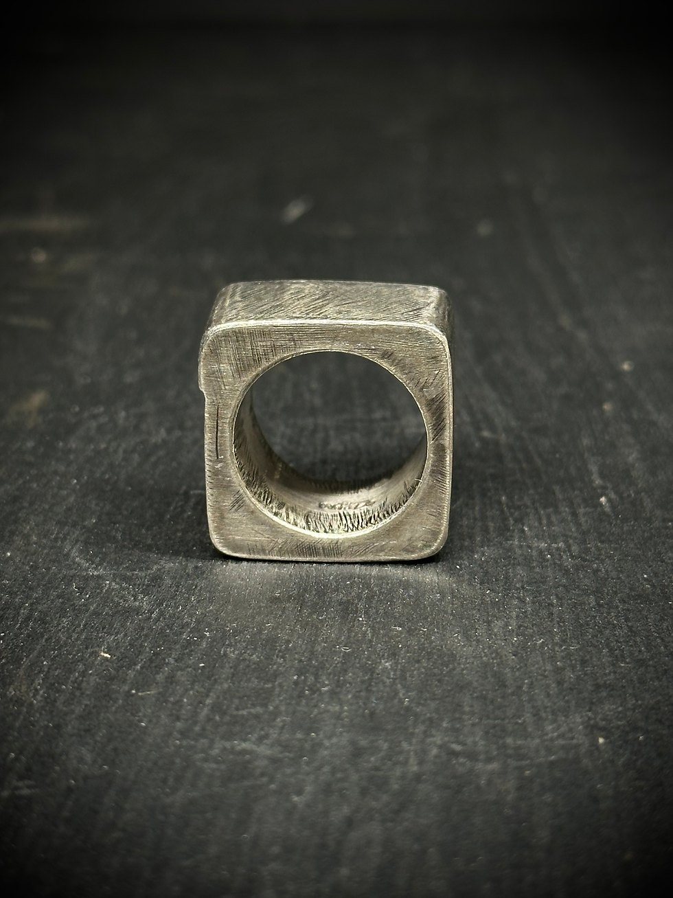 Thumbnail: Handmade silver bold hollow square ring