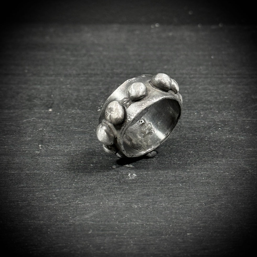 縮圖：Handmade rugged beads bold Vikings ring 10mm