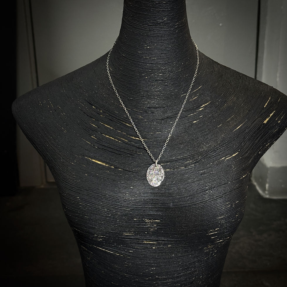 Thumbnail: Handmade silver STAY REAL rustic pendant necklace