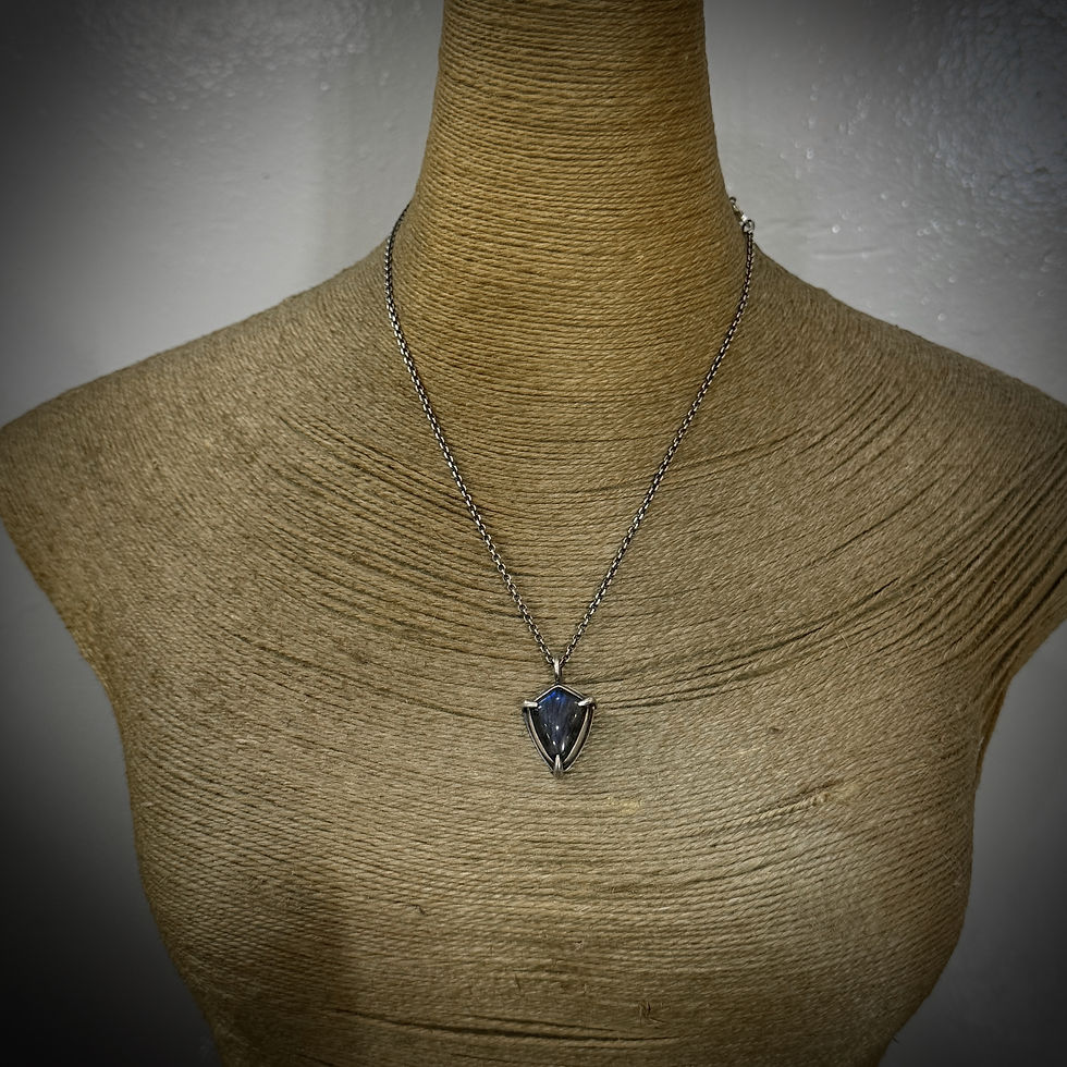 Handmade shield shape labradorite pendant with claws deco