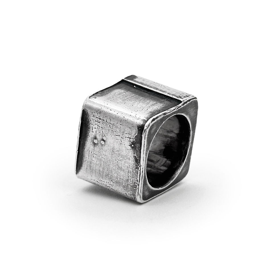 Thumbnail: Handmade silver hollow square ring