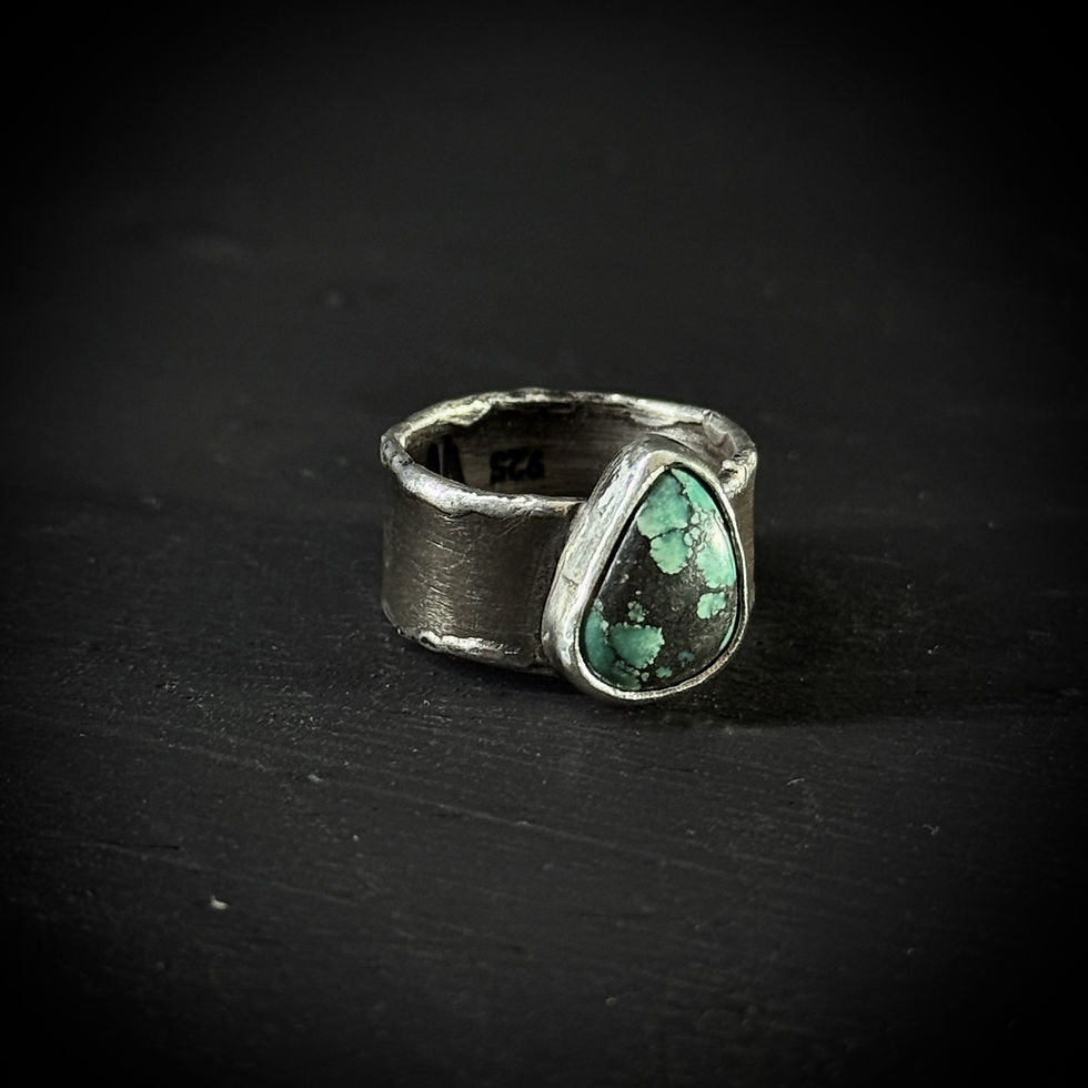 Thumbnail: Handmade silver turquoise ring