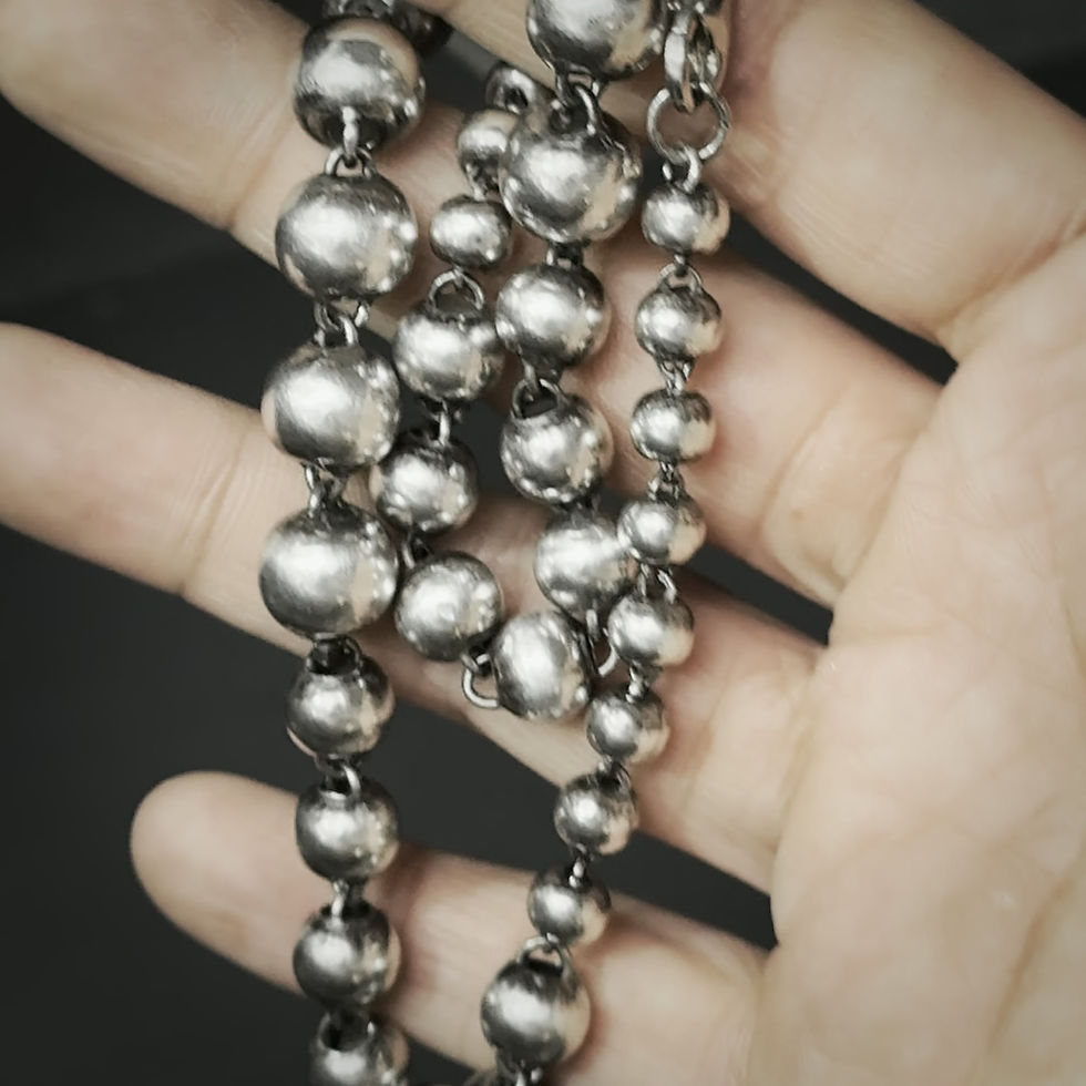 Handmade silver balls beads chain necklace
