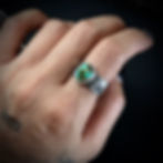 Handmade silver double melting ring with Turquoise