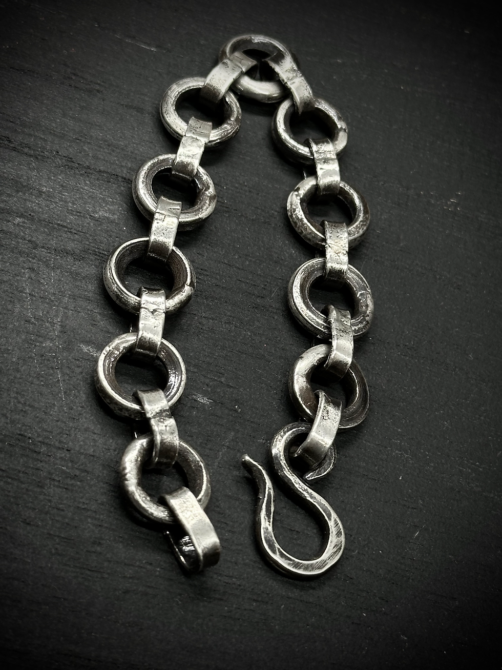 縮圖：Handmade silver chain link and strap bracelet - 3mm
